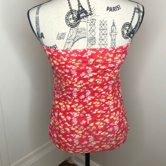 Red with Pastel Flower Strapless Top - Picture 2 of 3